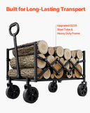 Kitchen & Dining Trolleys: VEVOR Collapsible Wagon Carts, 120L & 225LBS Folding Wagons with All-Terrain Wheels, Heavy Duty Outdoor Utility Cart with Adjustable Handle, Portable Camping Cart for Beach Grocery Garden Black
