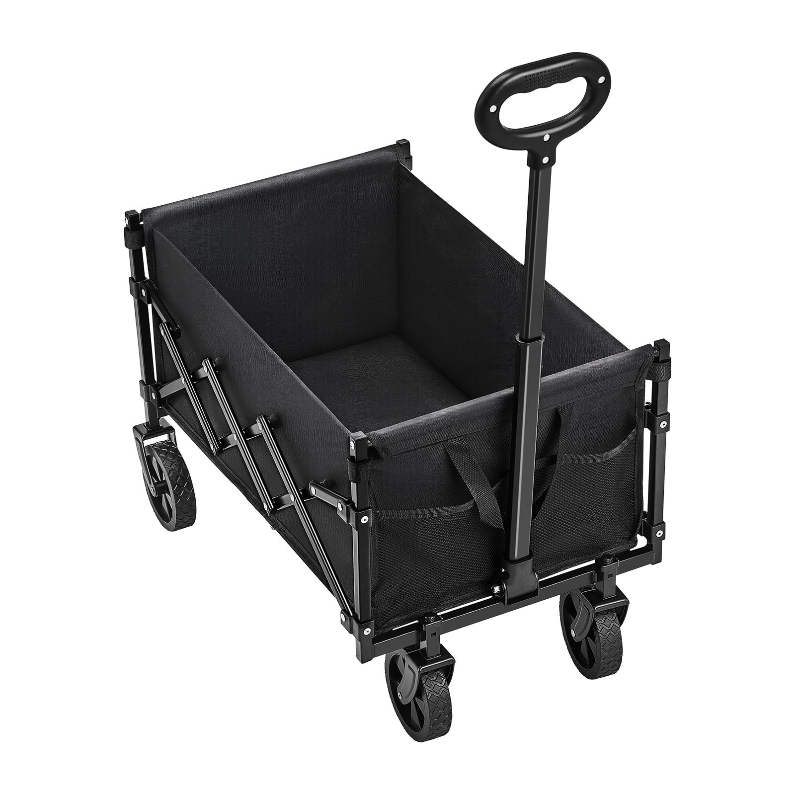 Kitchen & Dining Trolleys: VEVOR Collapsible Wagon Carts, 120L & 225LBS Folding Wagons with All-Terrain Wheels, Heavy Duty Outdoor Utility Cart with Adjustable Handle, Portable Camping Cart for Beach Grocery Garden Black