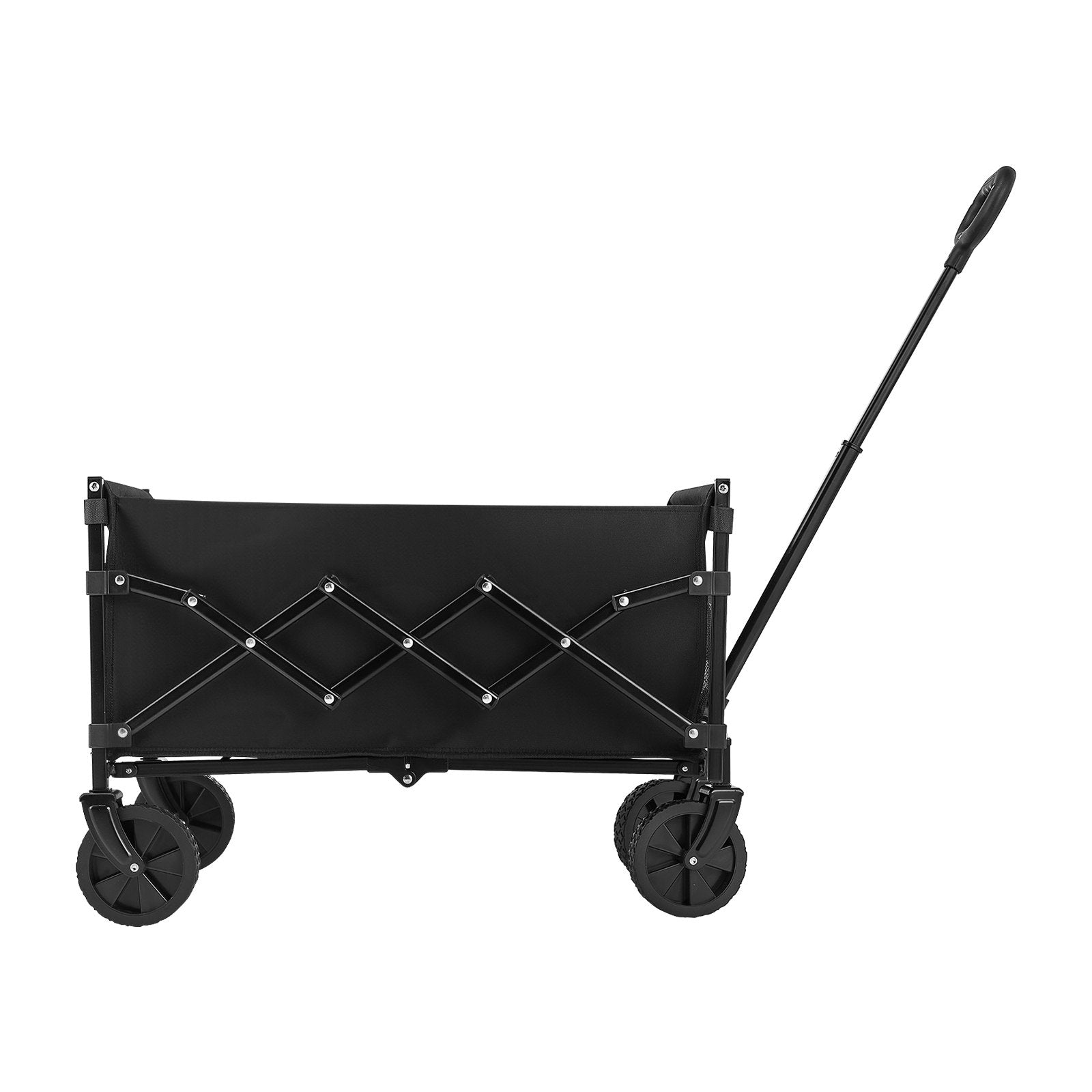 Kitchen & Dining Trolleys: VEVOR Collapsible Wagon Carts, 120L & 225LBS Folding Wagons with All-Terrain Wheels, Heavy Duty Outdoor Utility Cart with Adjustable Handle, Portable Camping Cart for Beach Grocery Garden Black