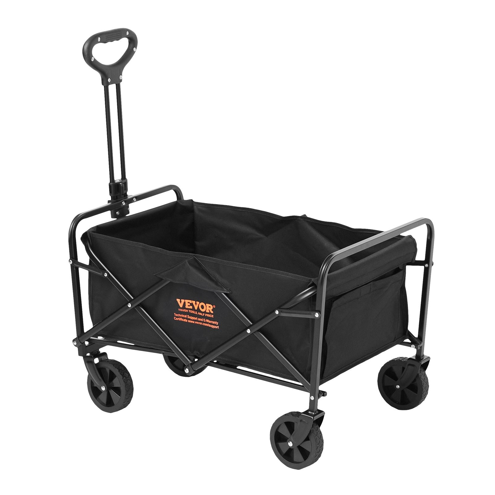 Spreaders & Wheelbarrows: VEVOR Collapsible Folding Wagon, 2 cu.ft Grass Wagon Cart with All-Terrain 5in Wheels, Heavy Duty Folding Wagon Cart 220 lbs Weight Capacity with Drink Holders, Sports Wagon for Camping, Shopping, Gar