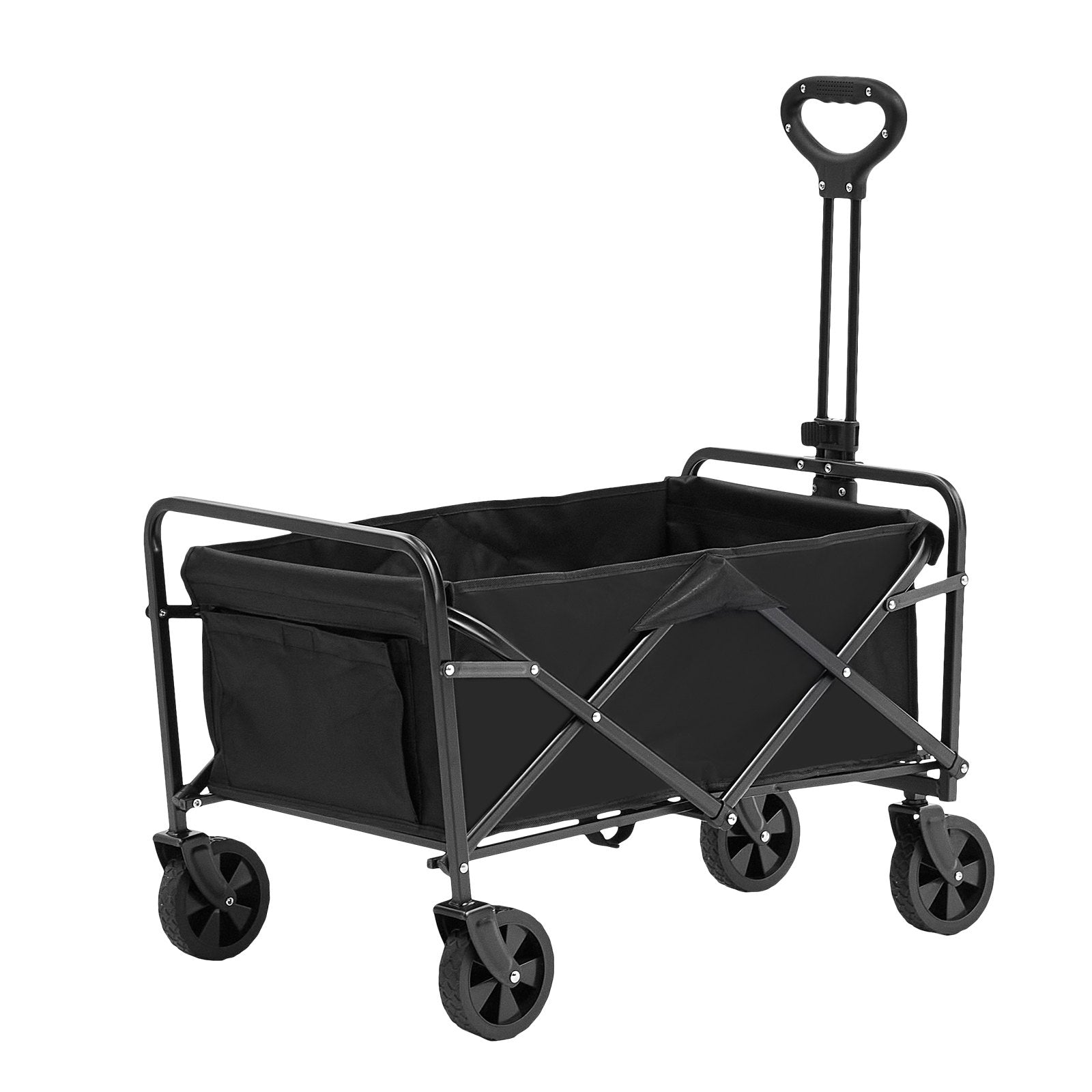 Spreaders & Wheelbarrows: VEVOR Collapsible Folding Wagon, 2 cu.ft Grass Wagon Cart with All-Terrain 5in Wheels, Heavy Duty Folding Wagon Cart 220 lbs Weight Capacity with Drink Holders, Sports Wagon for Camping, Shopping, Gar