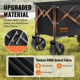 Cat Carriers & Crates: VEVOR Collapsible Folding Wagon, 220 L Beach Wagon Cart with All-Terrain Wheels, Heavy Duty Folding Wagon Cart Max 330 lbs with Drink Holders, Sports Wagon for Camping, Shopping, Garden