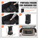 Cat Carriers & Crates: VEVOR Collapsible Folding Wagon, 220 L Beach Wagon Cart with All-Terrain Wheels, Heavy Duty Folding Wagon Cart Max 330 lbs with Drink Holders, Sports Wagon for Camping, Shopping, Garden