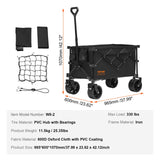 Cat Carriers & Crates: VEVOR Collapsible Folding Wagon, 220 L Beach Wagon Cart with All-Terrain Wheels, Heavy Duty Folding Wagon Cart Max 330 lbs with Drink Holders, Sports Wagon for Camping, Shopping, Garden