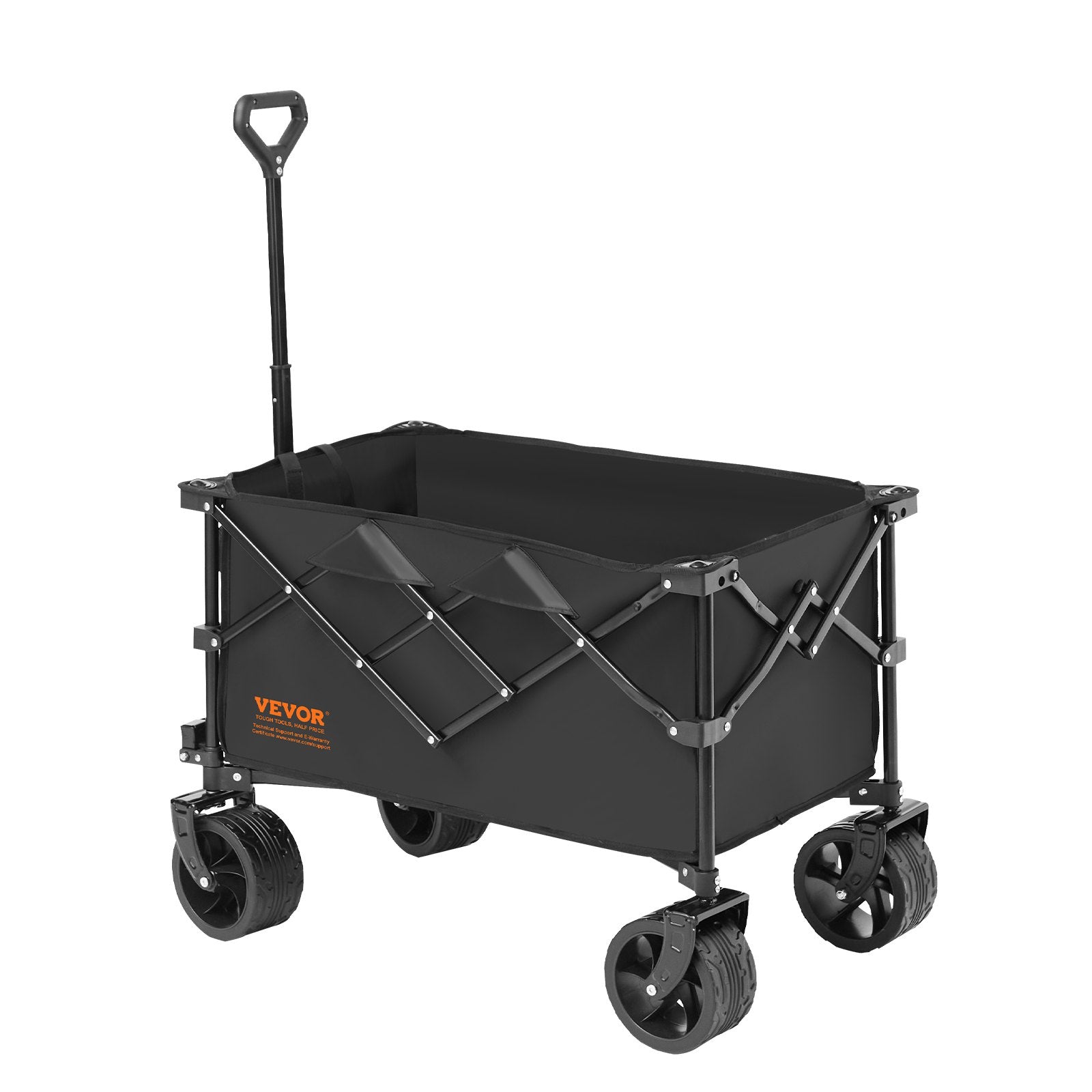 Cat Carriers & Crates: VEVOR Collapsible Folding Wagon, 220 L Beach Wagon Cart with All-Terrain Wheels, Heavy Duty Folding Wagon Cart Max 330 lbs with Drink Holders, Sports Wagon for Camping, Shopping, Garden