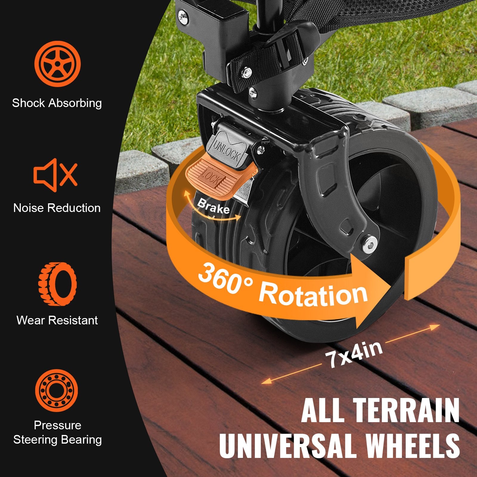 Spreaders & Wheelbarrows: VEVOR Foldable Double Decker Wagon, 400L Collapsible Wagon Cart with All-Terrain Wheels, Heavy Duty Folding Wagon Cart 350-450 lb Weight Capacity for Camping, Shopping, Garden, 52" Extra Long Extender