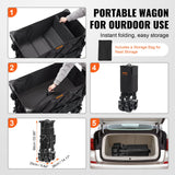 Spreaders & Wheelbarrows: VEVOR Foldable Double Decker Wagon, 400L Collapsible Wagon Cart with All-Terrain Wheels, Heavy Duty Folding Wagon Cart 350-450 lb Weight Capacity for Camping, Shopping, Garden, 52" Extra Long Extender