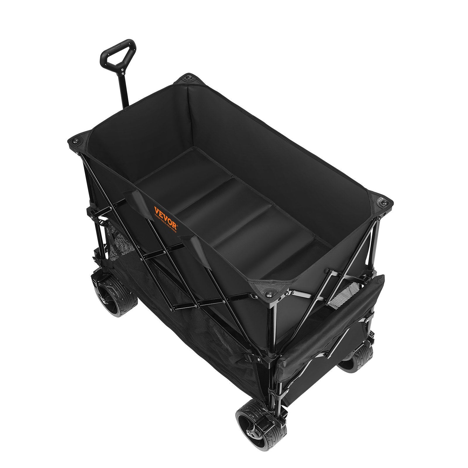 Spreaders & Wheelbarrows: VEVOR Foldable Double Decker Wagon, 400L Collapsible Wagon Cart with All-Terrain Wheels, Heavy Duty Folding Wagon Cart 350-450 lb Weight Capacity for Camping, Shopping, Garden, 52" Extra Long Extender