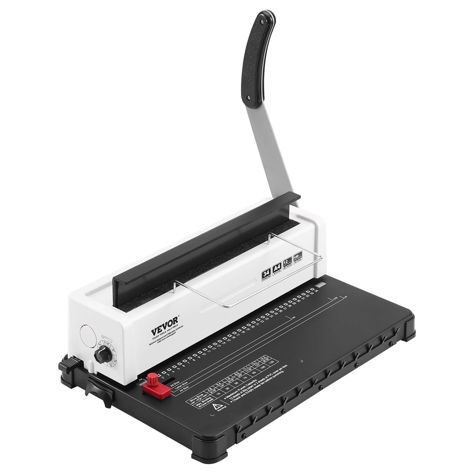 Hand Tools: VEVOR Coil Spiral Binding Machine, Manual Book Maker 34-Holes Binding 120 Sheets, Punch Binder with Adjustable Side Margin, for Letter Size, A4, A5