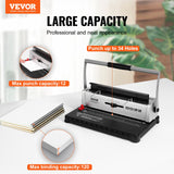 Hand Tools: VEVOR Coil Spiral Binding Machine, Manual Book Maker 34-Holes Binding 120 Sheets, Punch Binder with Adjustable 3/16" - 9/16" Coil Binding Spines and Side Margin, for Letter Size, A4, A5
