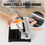Hand Tools: VEVOR Coil Spiral Binding Machine, Manual Book Maker 34-Holes Binding 120 Sheets, Punch Binder with Adjustable 3/16" - 9/16" Coil Binding Spines and Side Margin, for Letter Size, A4, A5