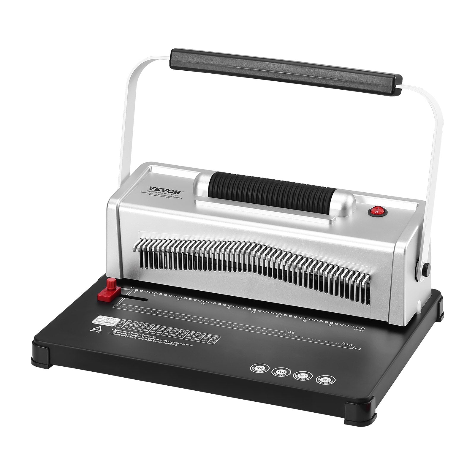 Hand Tools: VEVOR Coil Spiral Binding Machine, Manual Book Maker with Electric Binding, 46-Holes Binding 500 Sheets Punch Binder, with 100pcs 5/16'' Coil Binding Spines, for Letter Size, A4, A5