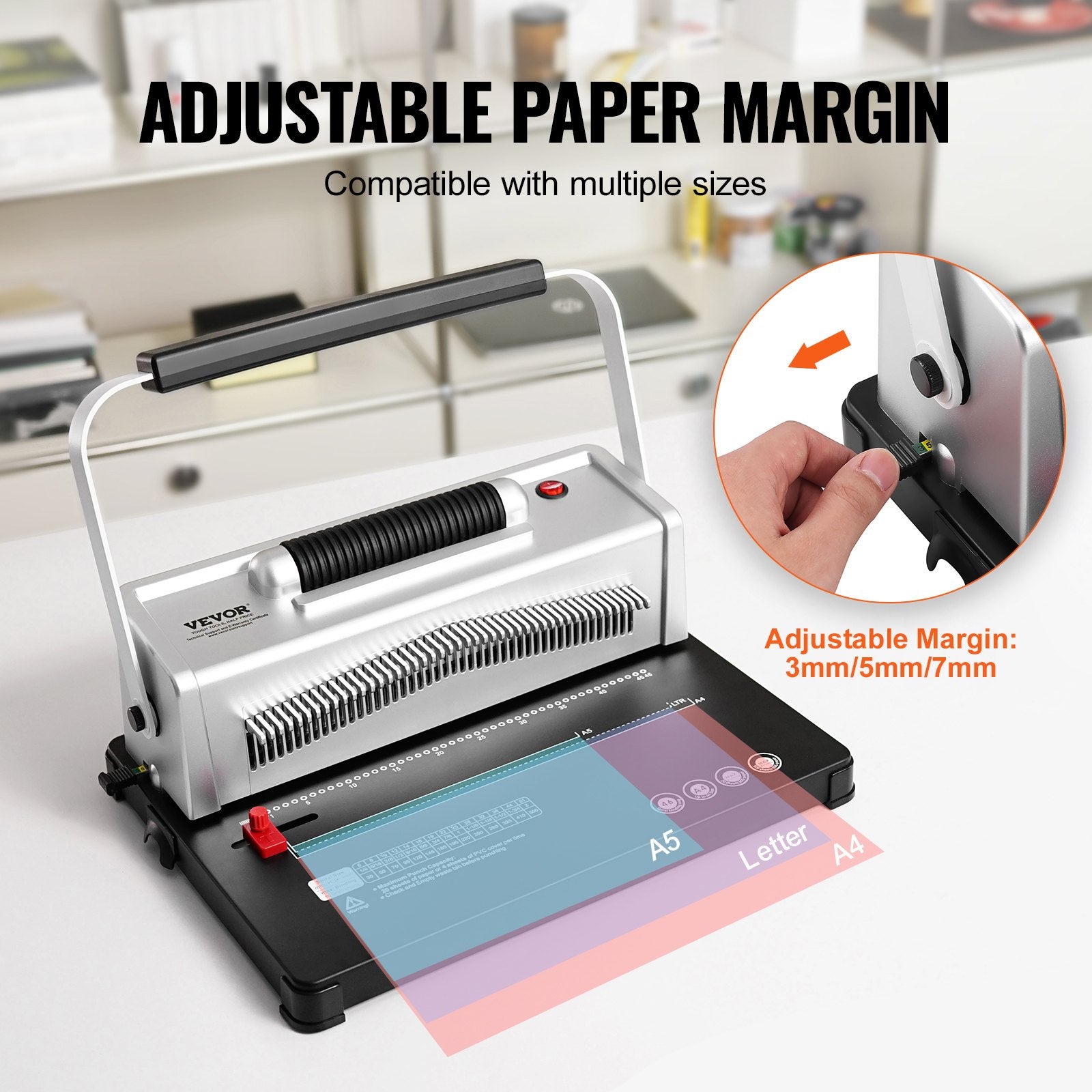 Hand Tools: VEVOR Coil Spiral Binding Machine, Manual Book Maker with Electric Binding, 46-Holes Binding 500 Sheets Punch Binder, with 100pcs 5/16'' Coil Binding Spines, for Letter Size, A4, A5