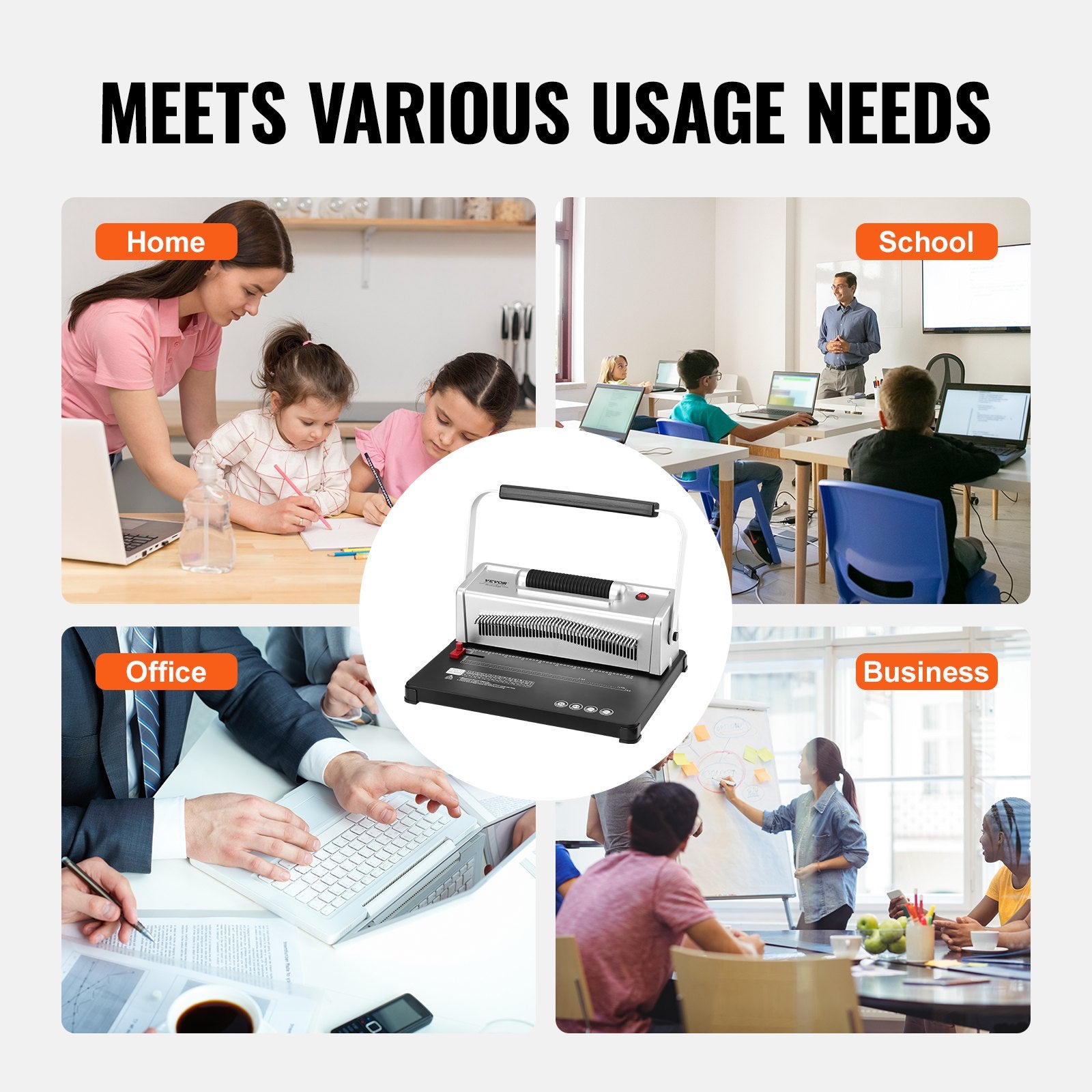 Hand Tools: VEVOR Coil Spiral Binding Machine, Manual Book Maker with Electric Binding, 46-Holes Binding 500 Sheets Punch Binder, with 100pcs 5/16'' Coil Binding Spines, for Letter Size, A4, A5