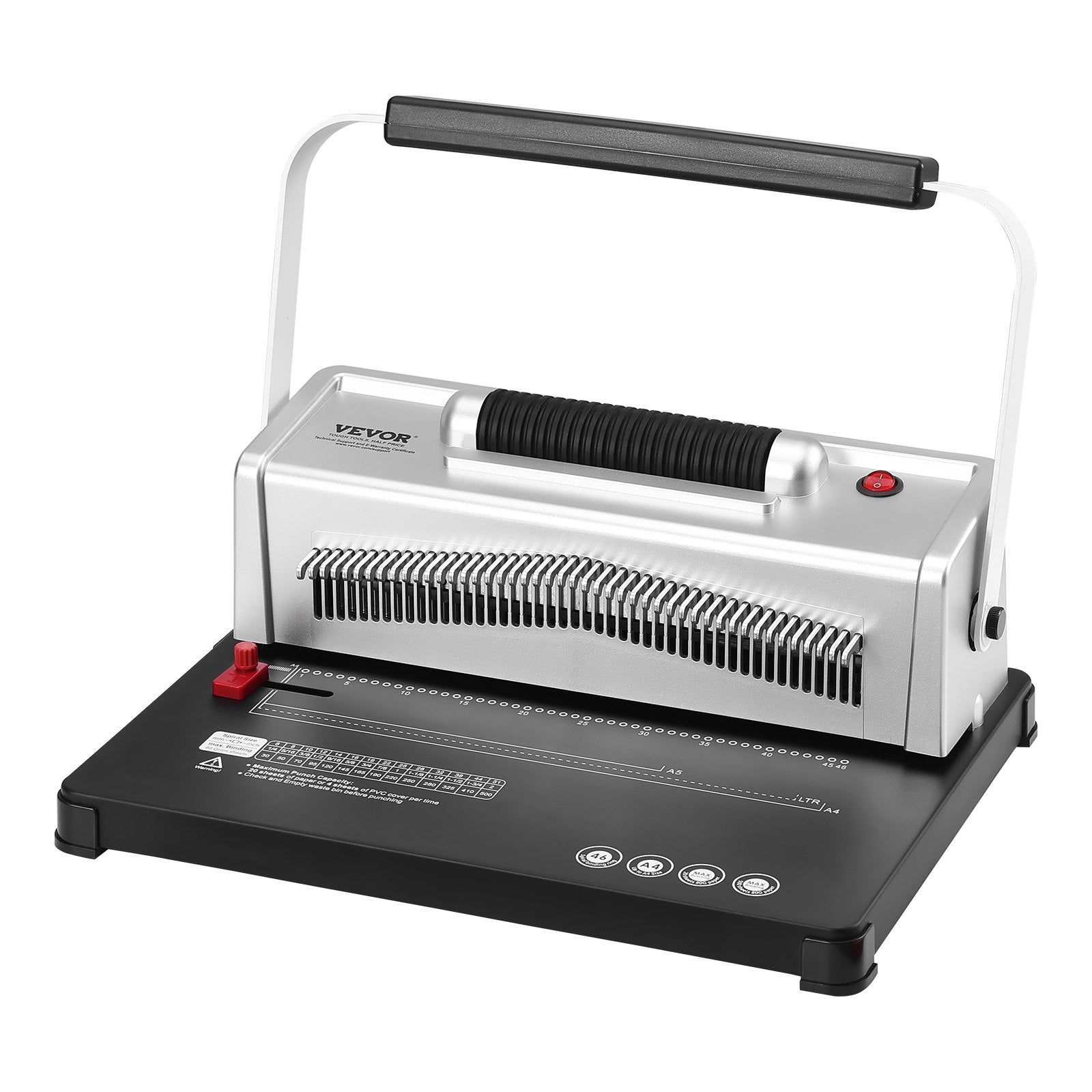 Hand Tools: VEVOR Coil Spiral Binding Machine, Manual Book Maker with Electric Binding, 46-Holes Binding 500 Sheets Punch Binder, with 100pcs 5/16'' Coil Binding Spines, for Letter Size, A4, A5