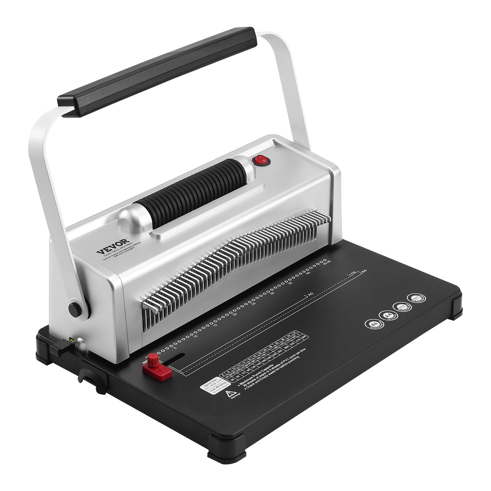 Hand Tools: VEVOR Coil Spiral Binding Machine, Manual Book Maker with Electric Binding, 46-Holes Binding 500 Sheets Punch Binder, with 100pcs 5/16'' Coil Binding Spines, for Letter Size, A4, A5