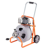 Gardening Tools: VEVOR Drain Cleaner Machine 100FT x 1/2 Inch, Auto Feed Sewer Snake Drain Auger on Wheels, Portable Drain Cleaning Machine with 8 Cutters & Air-activated Foot Switch for 2" to 4" Pipes