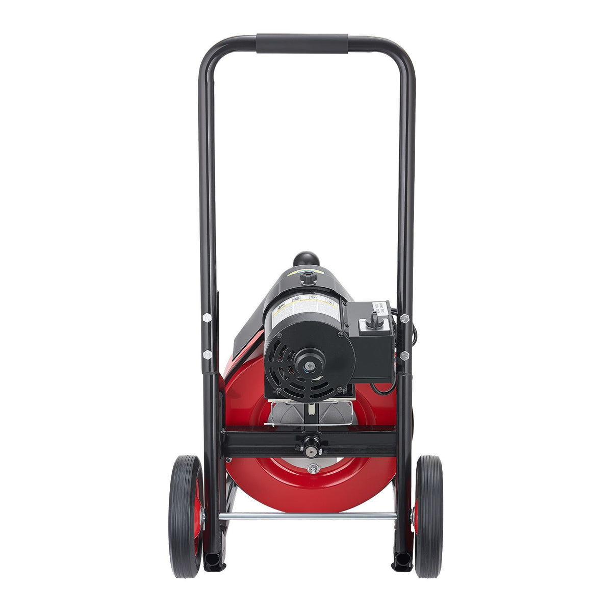 Drain Cleaner Machine 15m x 13mm, Auto Feed Sewer Snake Auger on Wheels, Portable Drain Cleaning Machine with 4 Cutters & Air-activated Foot Switch for 50mm to 150mm Pipes