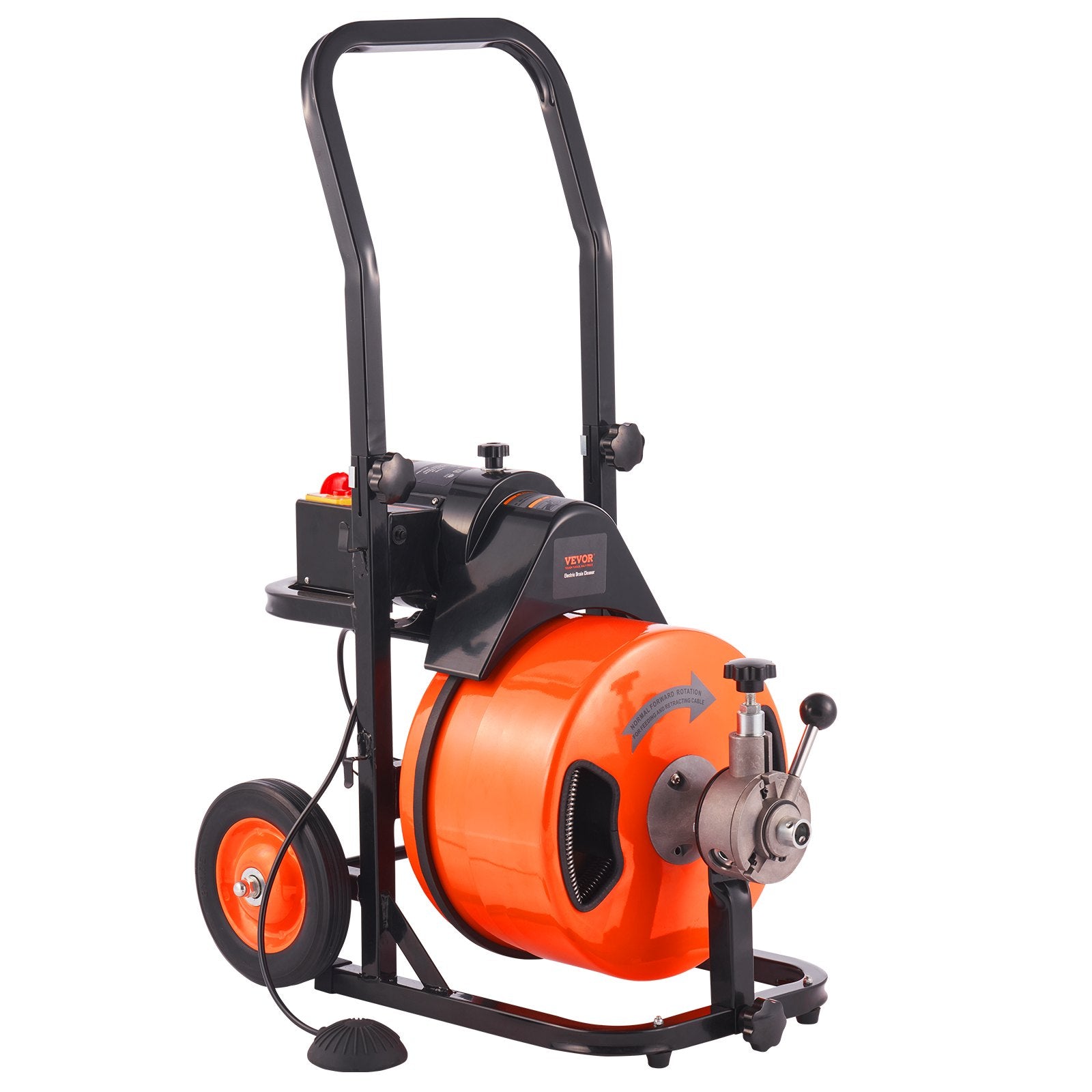 Automotive Repair & Speciality Tools: VEVOR 100FT x 1/2Inch Drain Cleaner Machine Sewer Auger Auto Feed with 4 Cutter & Air-Activated Foot Switch for 2" to 4" Pipes