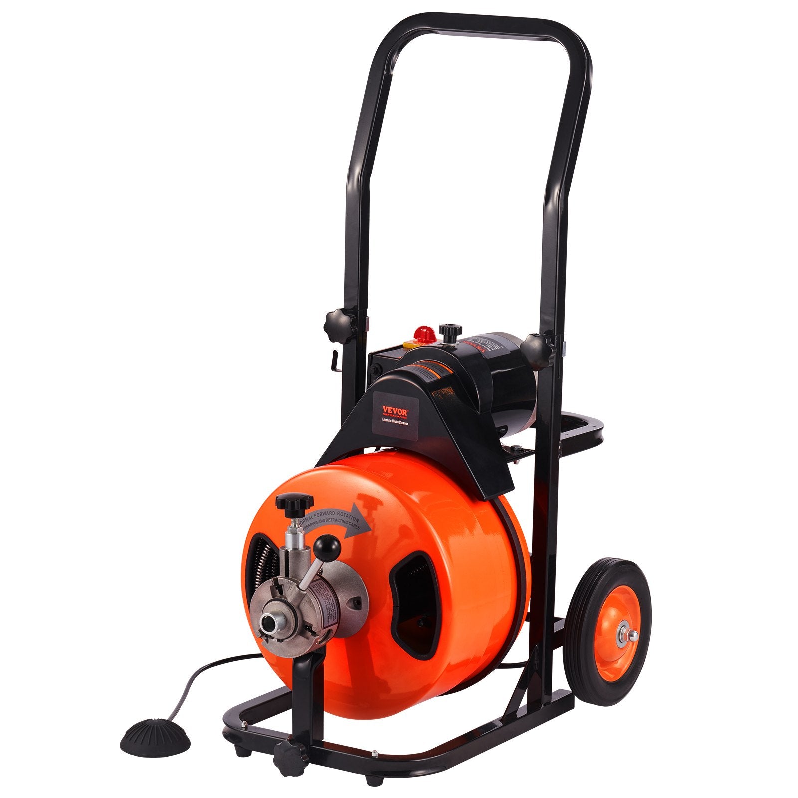 Automotive Repair & Speciality Tools: VEVOR 100FT x 1/2Inch Drain Cleaner Machine Sewer Auger Auto Feed with 4 Cutter & Air-Activated Foot Switch for 2" to 4" Pipes