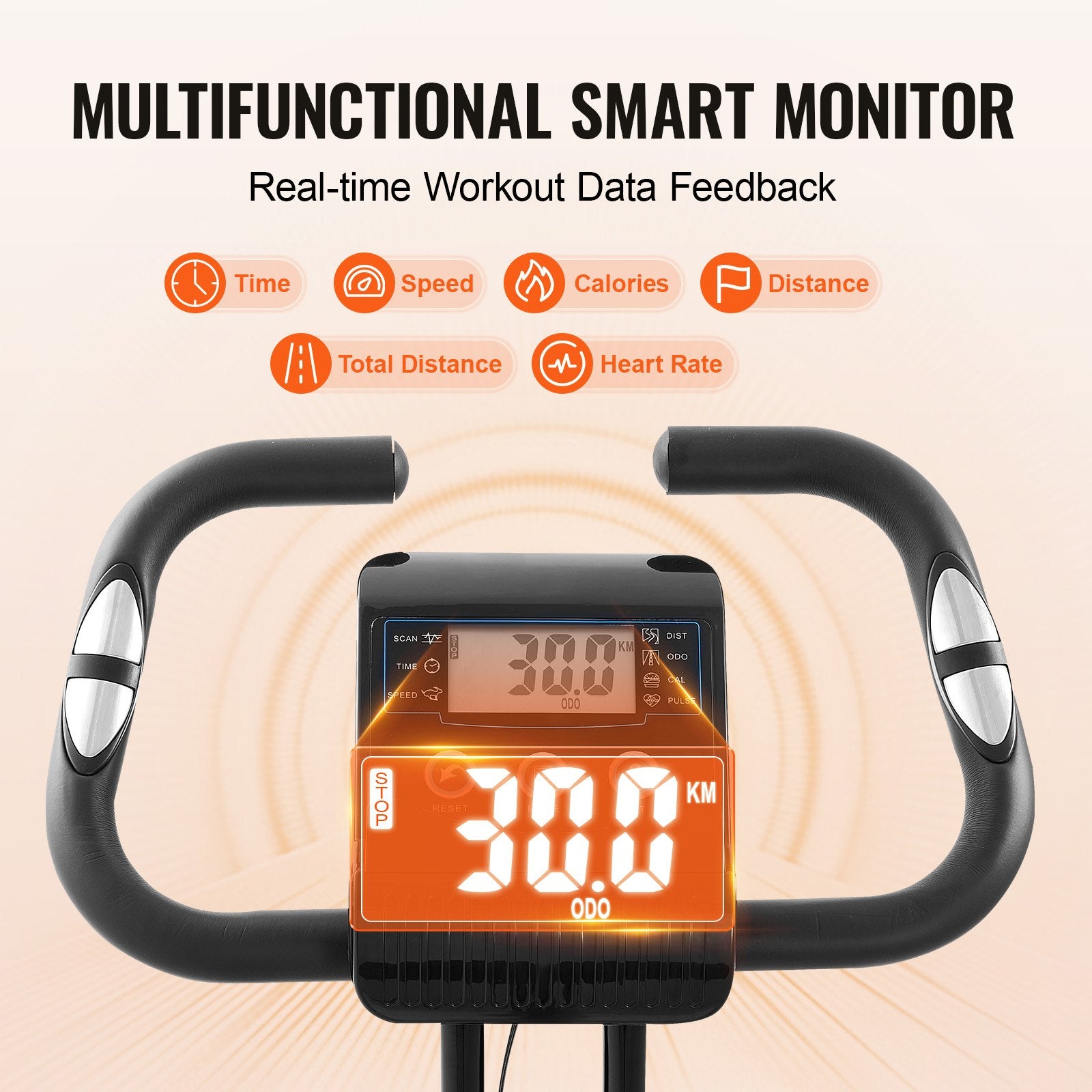 Exercise Bikes: VEVOR Folding Exercise Bike, Foldable Fitness Stationary Bike, Adjustable Magnetic Resistance Stationary Bike, Upright Indoor Cycling Bike for Home Gym Workout, Comfortable Seat Cushion, LCD Monitor