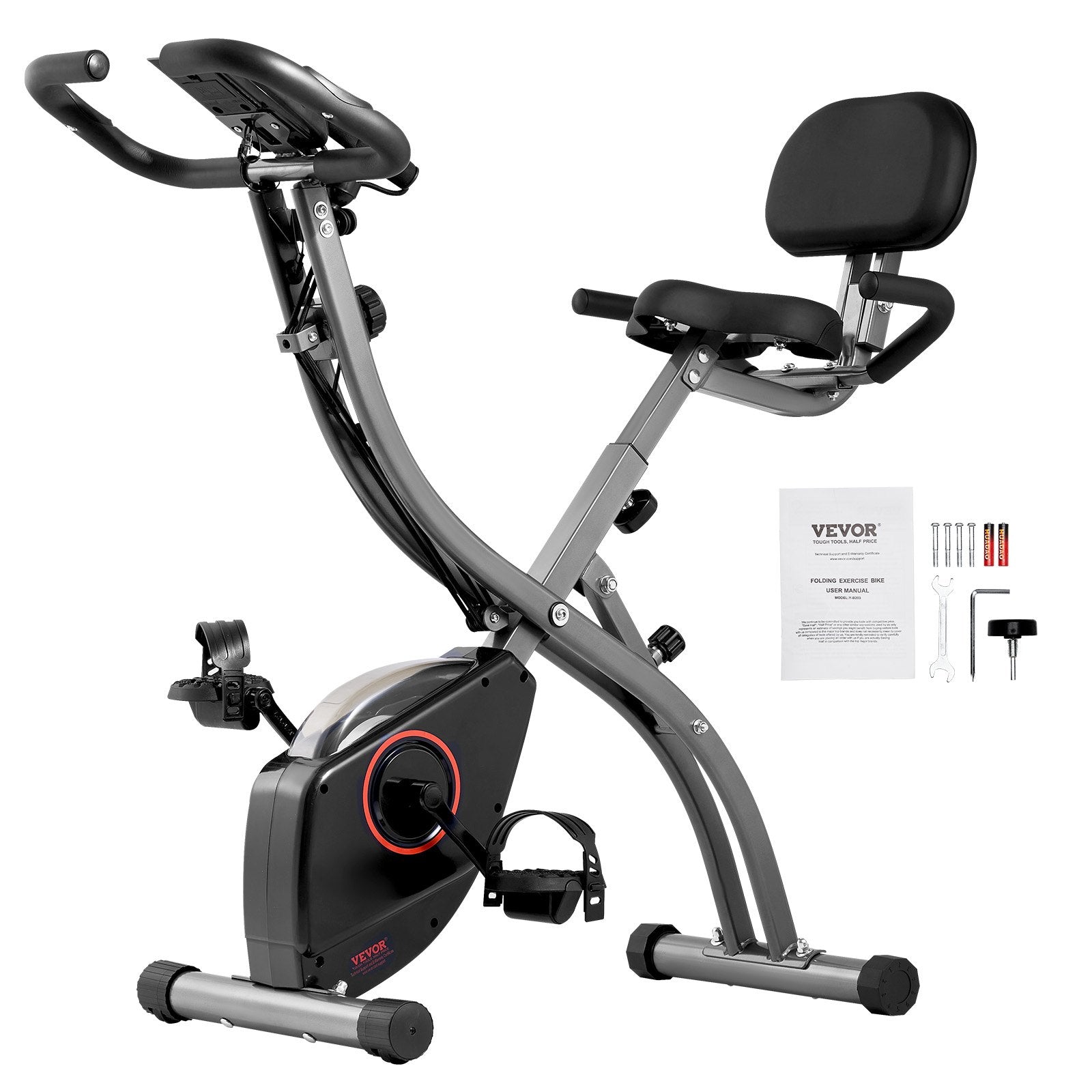 Exercise Bikes: VEVOR Folding Exercise Bike, Foldable Fitness Stationary Bike, Adjustable Magnetic Resistance Stationary Bike, Upright Indoor Cycling Bike for Home Gym Workout, Comfortable Seat Cushion, LCD Monitor