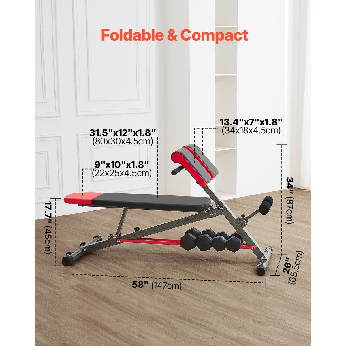 Multi-Functional Weight Bench for Full Body Workout, Roman Chair Hyperextension Bench, 660 lbs Adjustable Extension Equipment for Back Arm Core Ab Workout, Sit Up Exercise Machine for Home Gym