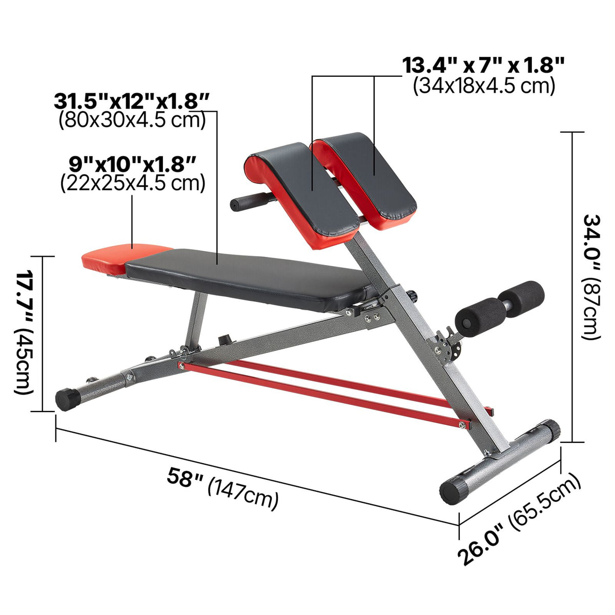 Multi-Functional Weight Bench for Full Body Workout, Roman Chair Hyperextension Bench, 660 lbs Adjustable Extension Equipment for Back Arm Core Ab Workout, Sit Up Exercise Machine for Home Gym