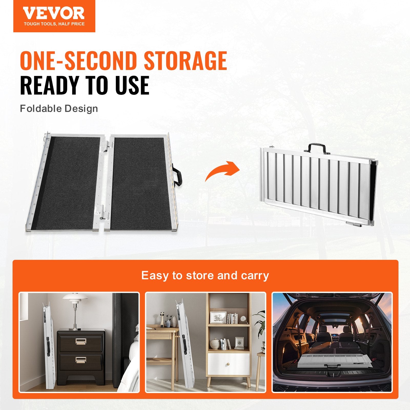 Mobility & Accessibility: VEVOR Portable Wheelchair Ramp 2FT, Non-Slip Aluminum Folding Handicap Ramp, Door Threshold Ramps for Wheelchair for Home,Wheel Chair Ramp Steps, Cars, Scooter, Cart, Curbs, Stairs