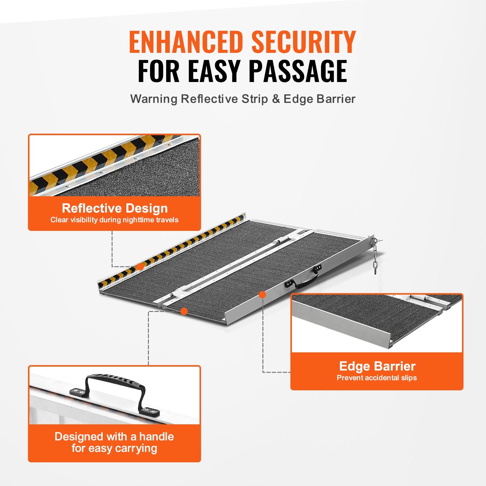 Mobility & Accessibility: VEVOR Portable Wheelchair Ramp 2FT, Non-Slip Aluminum Folding Handicap Ramp, Door Threshold Ramps for Wheelchair for Home,Wheel Chair Ramp Steps, Cars, Scooter, Cart, Curbs, Stairs