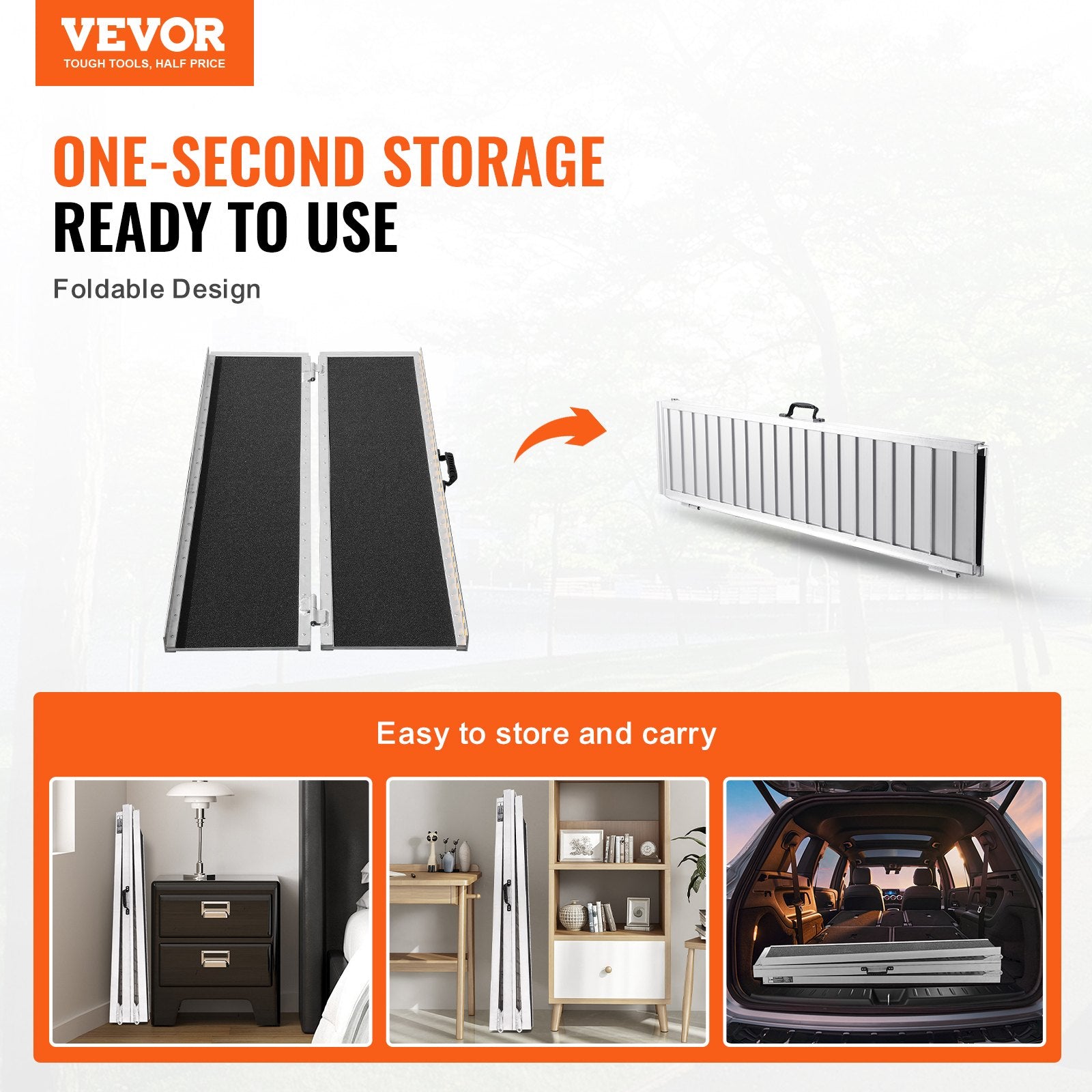 Mobility & Accessibility: VEVOR Portable Wheelchair Ramp, 183 cm 363 kg Capacity, Non-Slip Aluminum Folding Threshold Ramp, Foldable Mobility Scooter Ramp Wheel Chair Ramp, Handicap Ramp for Home Steps, Stairs, Doorways, Curbs