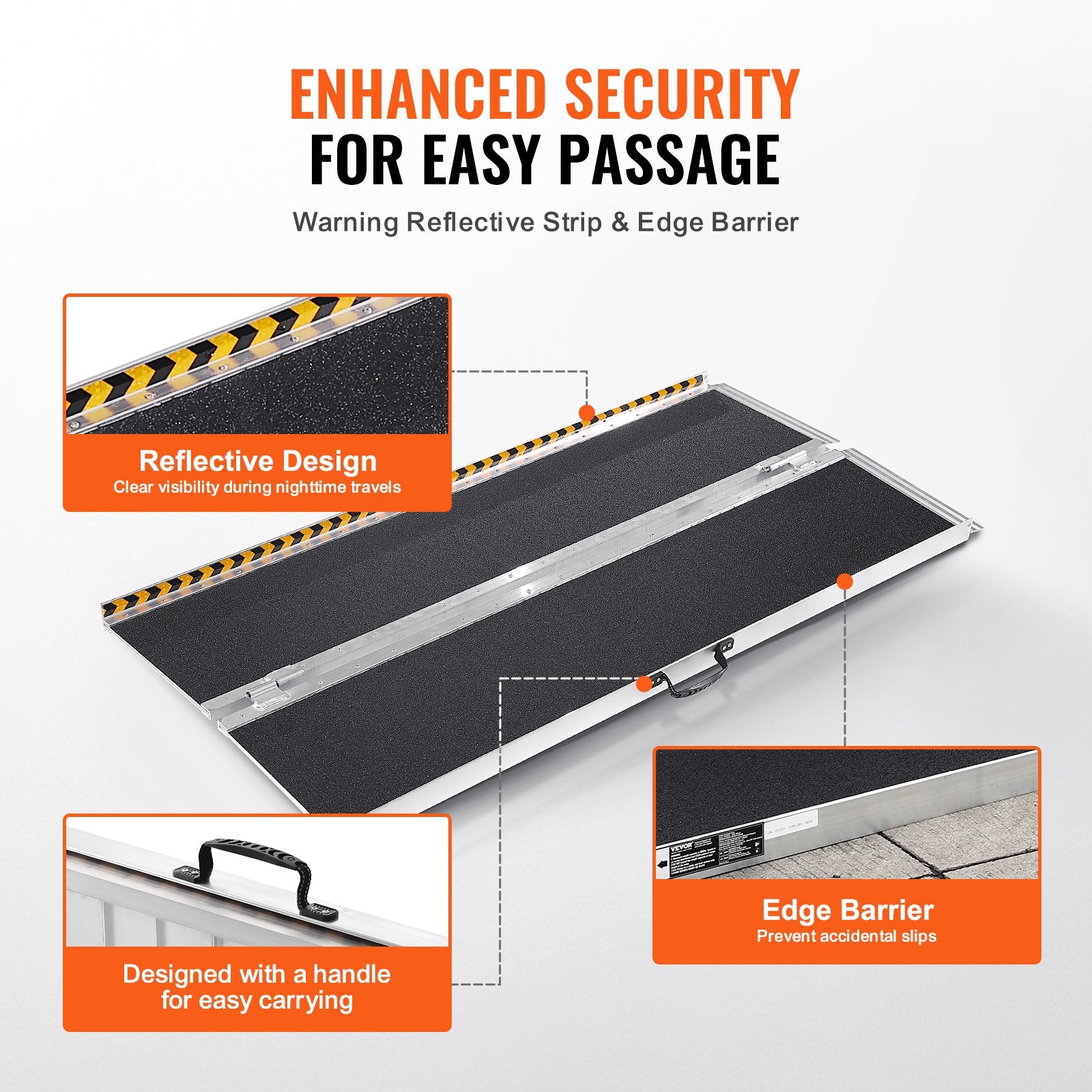 Mobility & Accessibility: VEVOR Portable Wheelchair Ramp, 183 cm 363 kg Capacity, Non-Slip Aluminum Folding Threshold Ramp, Foldable Mobility Scooter Ramp Wheel Chair Ramp, Handicap Ramp for Home Steps, Stairs, Doorways, Curbs
