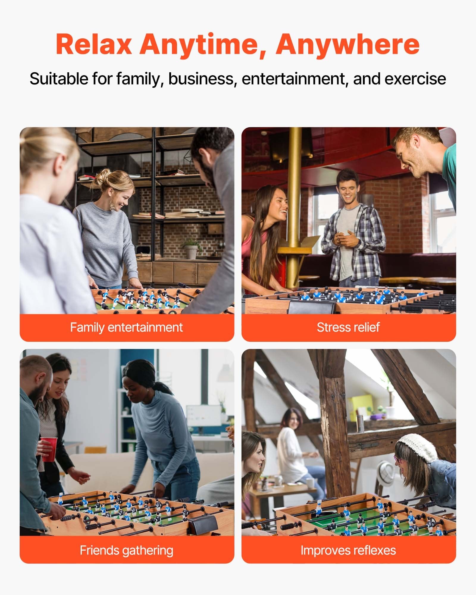 Basketball & Basketball Accessories: VEVOR Folding Foosball Table, 106 cm Standard Size Table, Indoor Full Size Foosball Tables for Home, Family, and Game Room, Durable Soccer Set, Includes 2 Balls