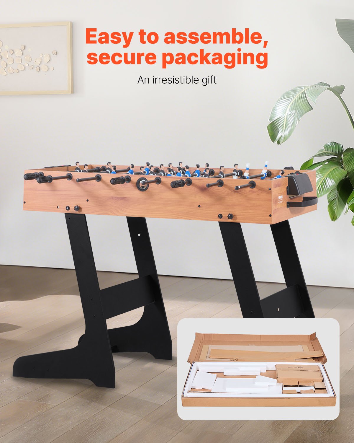 Basketball & Basketball Accessories: VEVOR Folding Foosball Table, 106 cm Standard Size Table, Indoor Full Size Foosball Tables for Home, Family, and Game Room, Durable Soccer Set, Includes 2 Balls