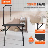 Dog Grooming Supplies: VEVOR Pet Grooming Table Arm with Clamp, 808 x 460 mm Dog Grooming Station, Foldable Pets Grooming Stand for Medium and Small Dogs, Free No Sit Haunch Holder with Grooming Loop, Bearing 99.8kg