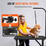 Dog Grooming Supplies: VEVOR Pet Grooming Table Arm with Clamp, 808 x 460 mm Dog Grooming Station, Foldable Pets Grooming Stand for Medium and Small Dogs, Free No Sit Haunch Holder with Grooming Loop, Bearing 99.8kg