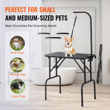 Dog Grooming Supplies: VEVOR Pet Grooming Table Arm with Clamp, 808 x 460 mm Dog Grooming Station, Foldable Pets Grooming Stand for Medium and Small Dogs, Free No Sit Haunch Holder with Grooming Loop, Bearing 99.8kg