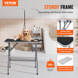 Dog Grooming Supplies: VEVOR Pet Grooming Table Arm with Clamp, 915 x 610mm Dog Grooming Station, Foldable Pets Grooming Stand for Medium and Small Dogs, Free No Sit Haunch Holder with Grooming Loop, Bearing 149.7kg
