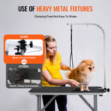 Dog Grooming Supplies: VEVOR Pet Grooming Table Arm with Clamp, 915 x 610mm Dog Grooming Station, Foldable Pets Grooming Stand for Medium and Small Dogs, Free No Sit Haunch Holder with Grooming Loop, Bearing 149.7kg