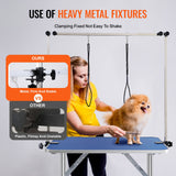 Dog Grooming Supplies: VEVOR Pet Grooming Table Two Arms with Clamp, 915 x 610mm Dog Grooming Station, Foldable Pets Grooming Stand for Medium and Small Dogs, Free Two No Sit Haunch Holder with Grooming Loop, Bearing 150kg