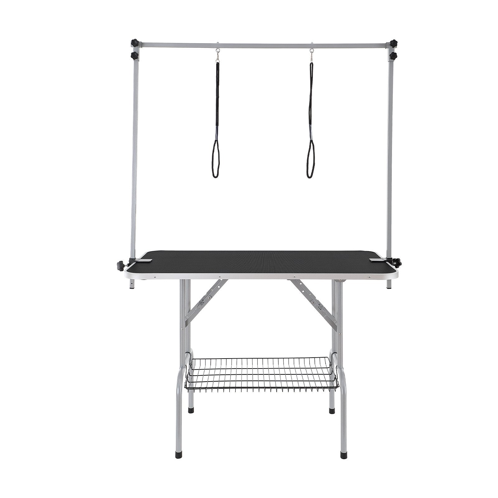 Dog Grooming Supplies: VEVOR Pet Grooming Table Two Arms with Clamp, 117cm Dog Grooming Station, Foldable Pets Grooming Stand for Medium and Small Dogs, Free Two No Sit Haunch Holder with Grooming Loop, Bearing 149.7kg