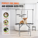 Dog Grooming Supplies: VEVOR Pet Grooming Table Two Arms with Clamp, 117cm Dog Grooming Station, Foldable Pets Grooming Stand for Medium and Small Dogs, Free Two No Sit Haunch Holder with Grooming Loop, Bearing 149.7kg