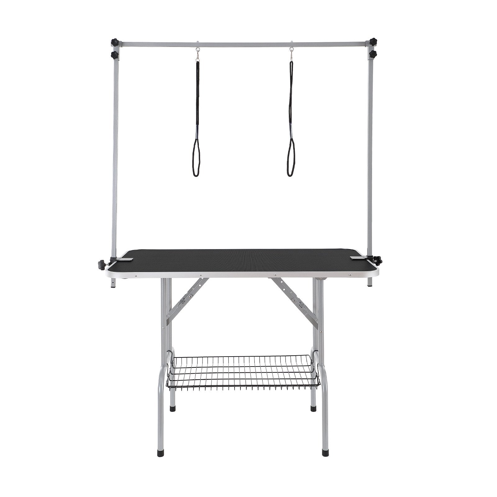 Dog Grooming Supplies: VEVOR Pet Grooming Table Two Arms with Clamp, 117cm Dog Grooming Station, Foldable Pets Grooming Stand for Medium and Small Dogs, Free Two No Sit Haunch Holder with Grooming Loop, Bearing 149.7kg