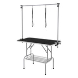 Dog Grooming Supplies: VEVOR Pet Grooming Table Two Arms with Clamp, 117cm Dog Grooming Station, Foldable Pets Grooming Stand for Medium and Small Dogs, Free Two No Sit Haunch Holder with Grooming Loop, Bearing 149.7kg