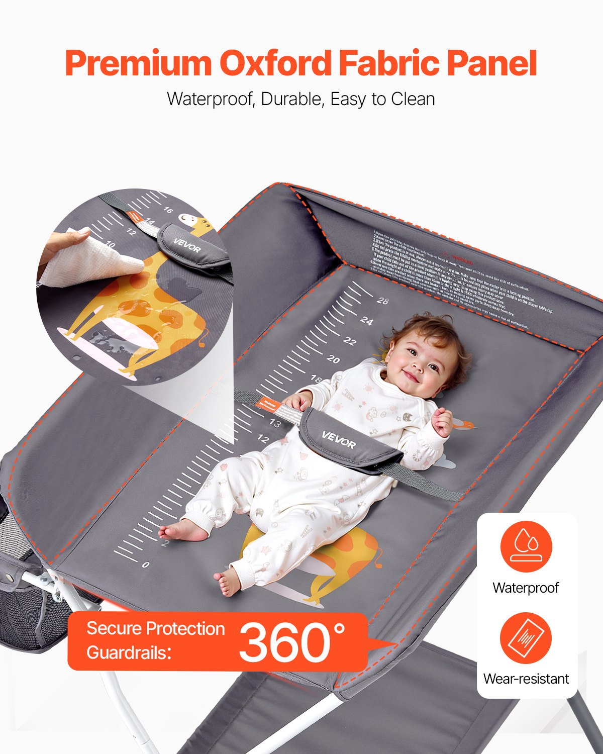 Changing Tables: VEVOR Baby Changing Table, Foldable Diaper Change Station with Side Basket, Adjustable Height Portable Changing Table with Lockable Wheels, Multi-Functional Storage Organizer Nursery, Dark Gray