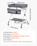 Changing Tables: VEVOR Baby Changing Table, Foldable Diaper Change Station with Side Basket, Adjustable Height Portable Changing Table with Lockable Wheels, Multi-Functional Storage Organizer Nursery, Dark Gray