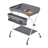 Changing Tables: VEVOR Baby Changing Table, Foldable Diaper Change Station with Side Basket, Adjustable Height Portable Changing Table with Lockable Wheels, Multi-Functional Storage Organizer Nursery, Dark Gray