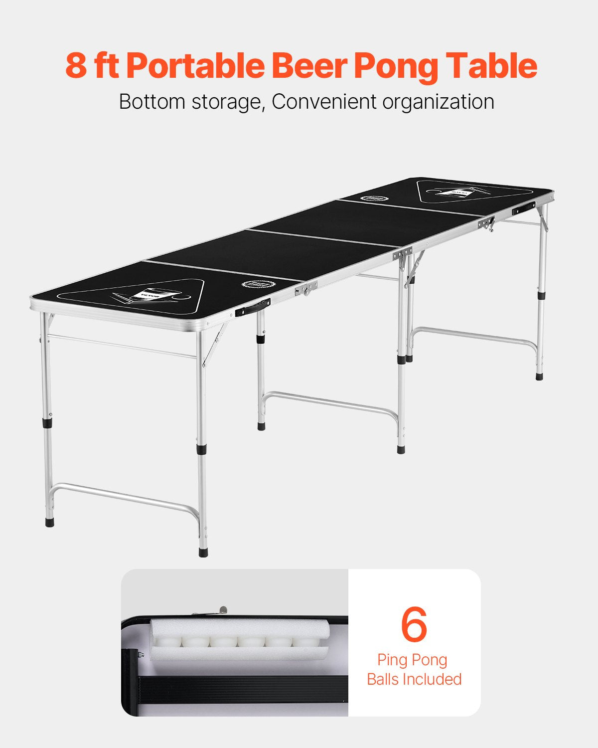Board Games: VEVOR 2.4 m Folding Beer Pong Tailgate Table Party Drinking Game Carrying Handle