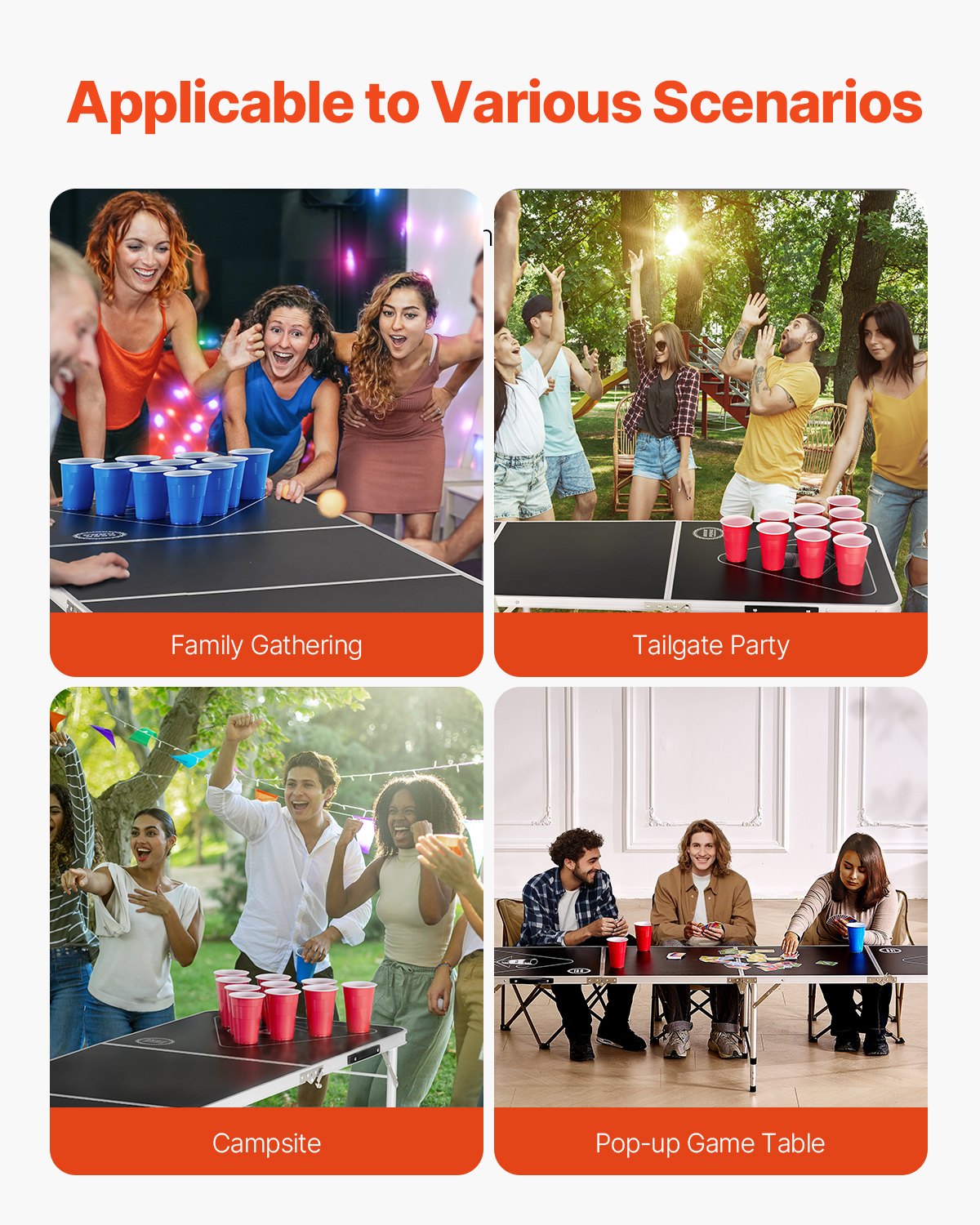 Board Games: VEVOR 2.4 m Folding Beer Pong Tailgate Table Party Drinking Game Carrying Handle