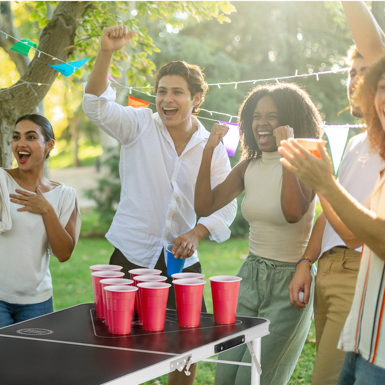 Board Games: VEVOR 2.4 m Folding Beer Pong Tailgate Table Party Drinking Game Carrying Handle